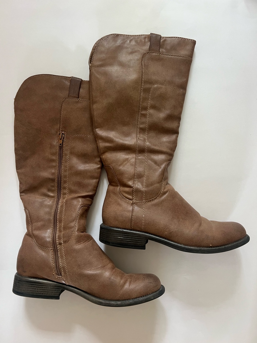 Sixth Sense Classic Brown Faux Leather Knee-High Riding Boots Size 9